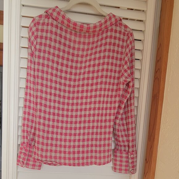Zara Pink Checkerboard Button Down Blouse - Picture 8 of 8